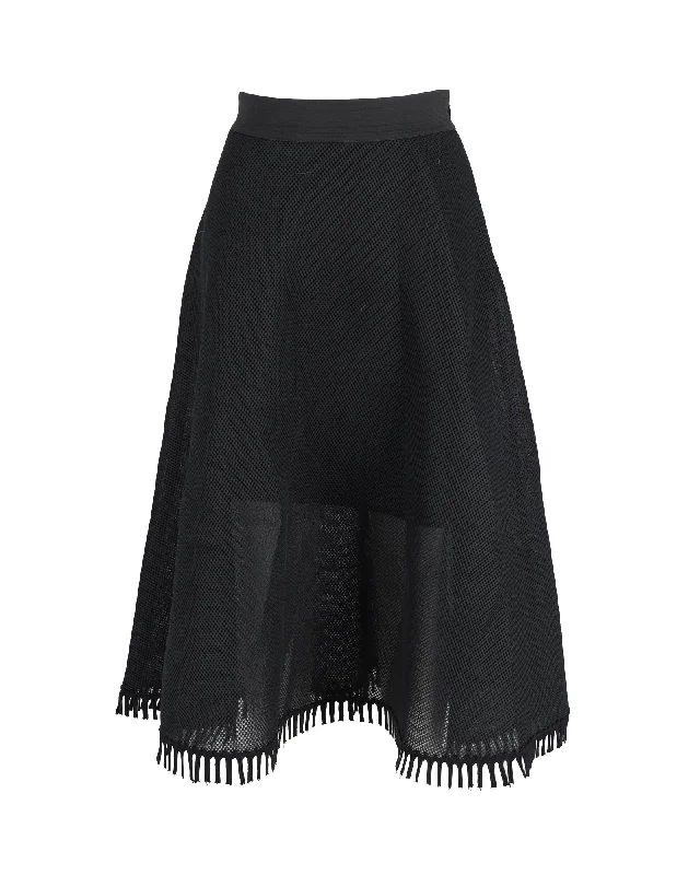 Fashion Forward Femininity DKNY Mesh Midi Skirt in Black Polyester