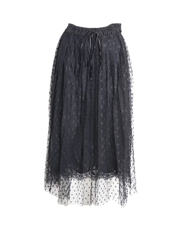 Chic Trends Unveiled Dolce & Gabbana Tulle Point D'esprit Midi Skirt in Black Polyamide