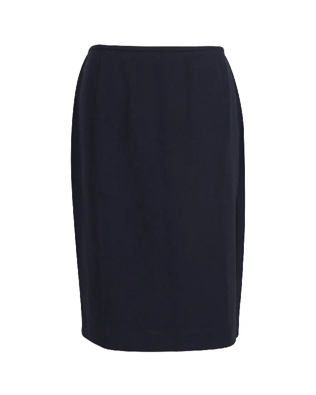 Stylish Basics Escada Pencil Skirt in Navy Wool