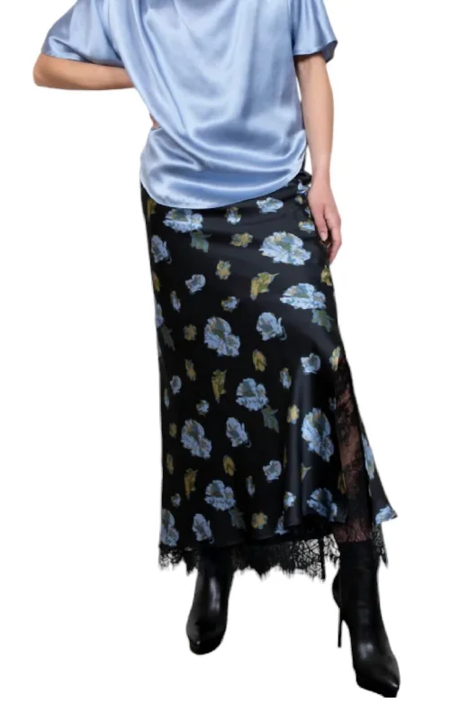 Exclusive Designer Collection Forgiven Floral Slip Skirt In Black