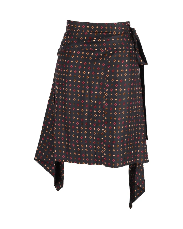 Gorgeous Glamour Collection Isabel Marant Printed Asymmetric Skirt in Black Silk