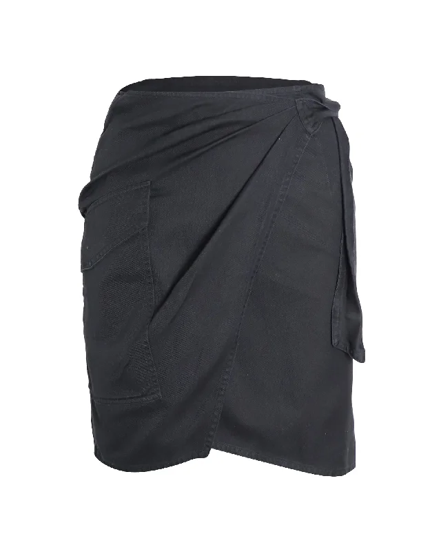 Cutting Edge Fashion Isabel Marant Wrap Mini Skirt in Black Cotton