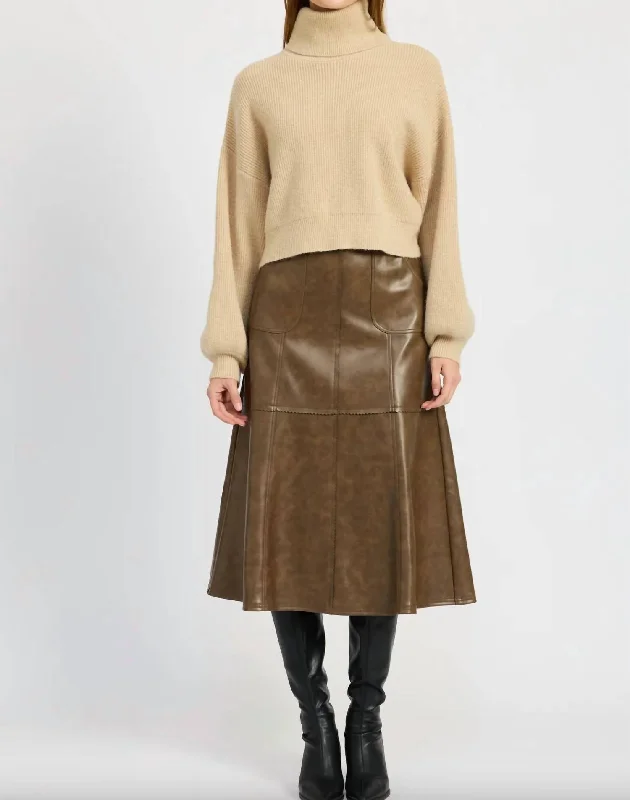 New Styles Just In Kinsley Midi Skirt In Brown