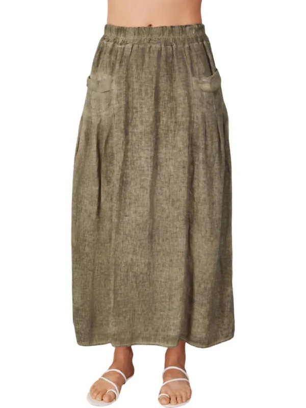 Explore What's New Linen Skirt In Antique Army Green