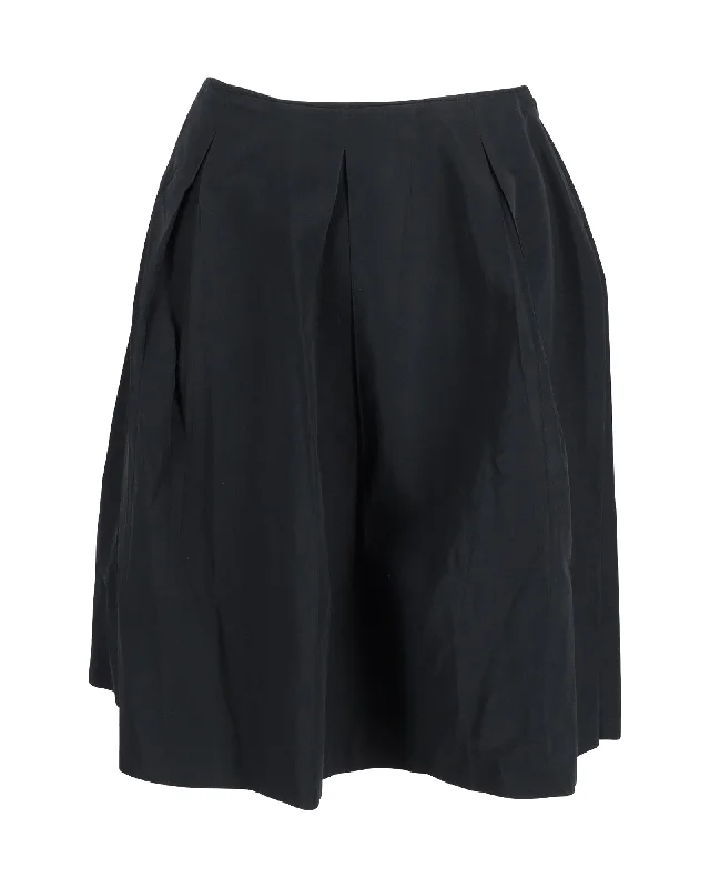 Trendy Urban Attire Miu Miu A-Line Skirt in Black Cotton