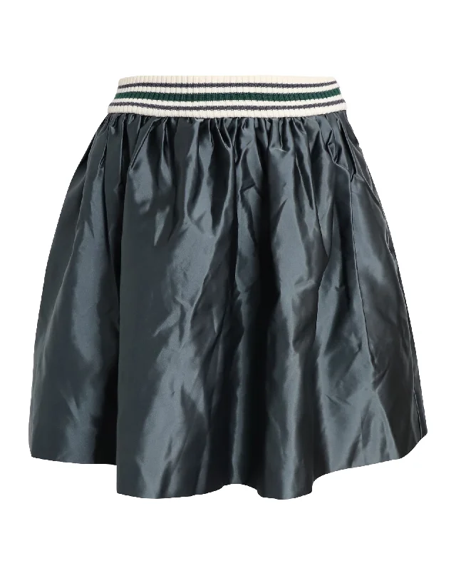 Get The Latest Trends Miu Miu Full Mini Skirt in Green Polyamide