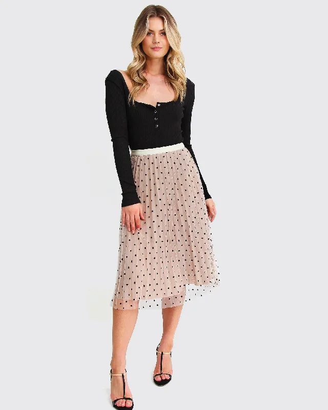 Seasonal Fashion Mixed Feeling Reversible Skirt - Beige