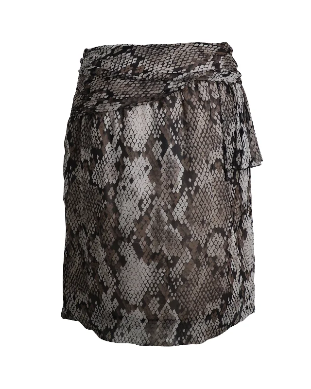 Enjoy Discount Moschino Cheap And Chic Snake Print Skirt in Animal Print Silk