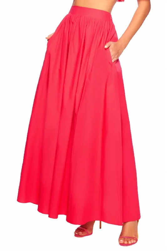 Cutting Edge Fashion Poplin Long Skirt In Framboise