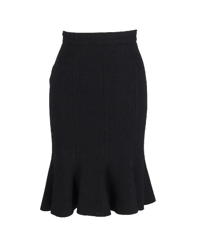 Trend Driven Wardrobe Prada Mermaid Knee-Length Skirt in Black Wool