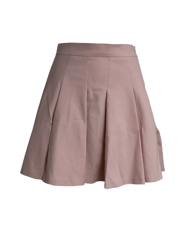 Comfort Centric Apparel Red Valentino Pleated Mini Skirt in Pastel Pink Cotton