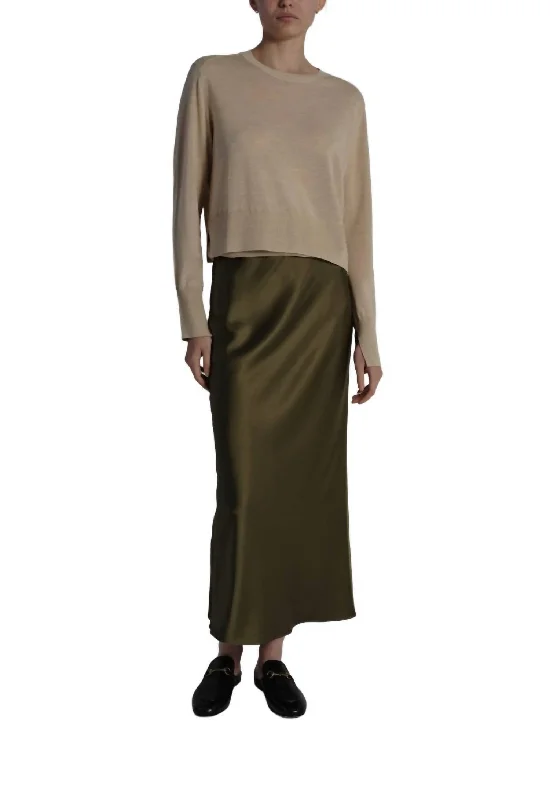 Browse Our Top Products Talia Charmeuse Maxi Skirt In Olive