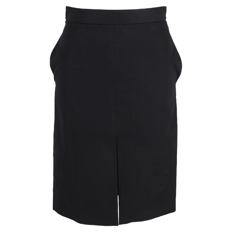 Special Offer The Row Mini A-Line With Front Slit Skirt in Black Wool