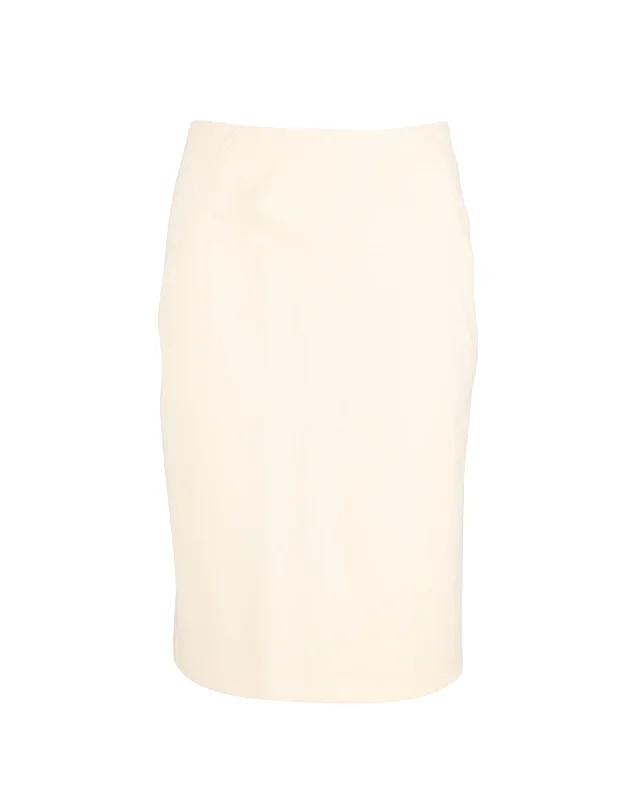 Premium Quality Garments Theory Knee Length Pencil Skirt in Cream Wool