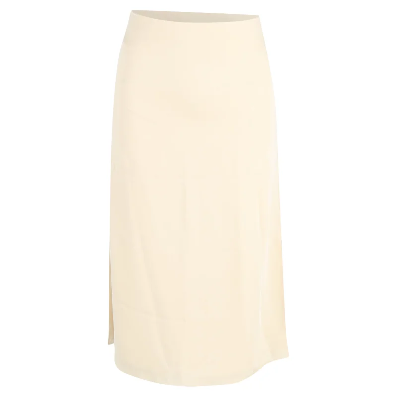 Chic Style Theory Midi Side Slits Dress in Cream Polyester