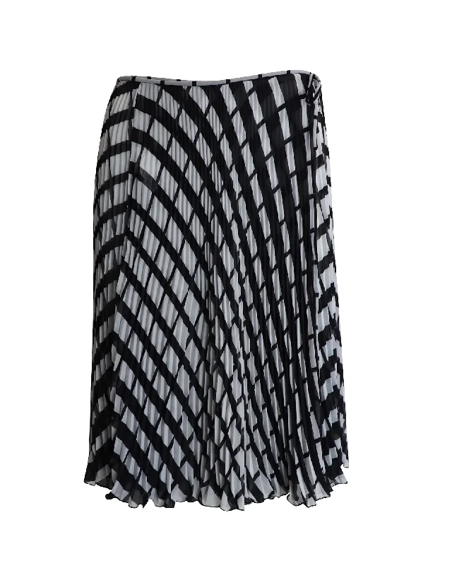 Runway Inspired Wear Valentino Pleated Midi Skirt in Multicolor Polyester