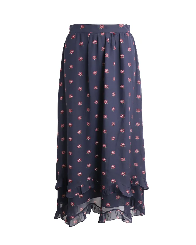 Holiday Glam Vilshenko Printed Maxi Skirt in Floral Print Silk