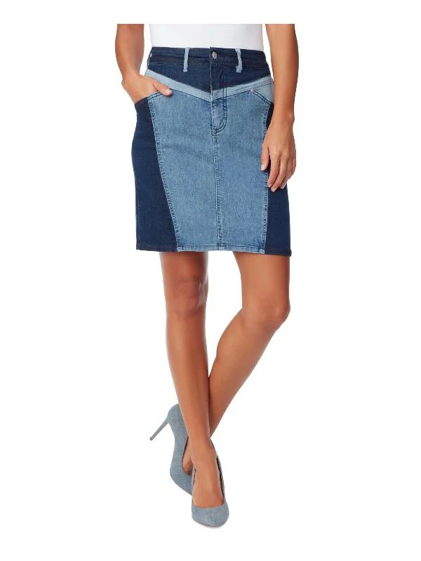 Exclusive Sale Womens Patchwork Denim Denim Skirt