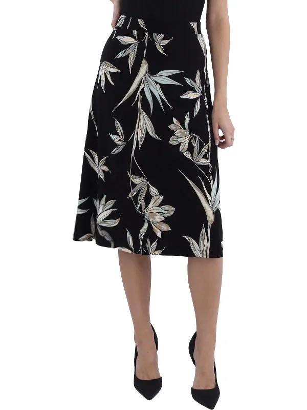 Trend Forward Threads Womens Printed A-Line Midi Skirt