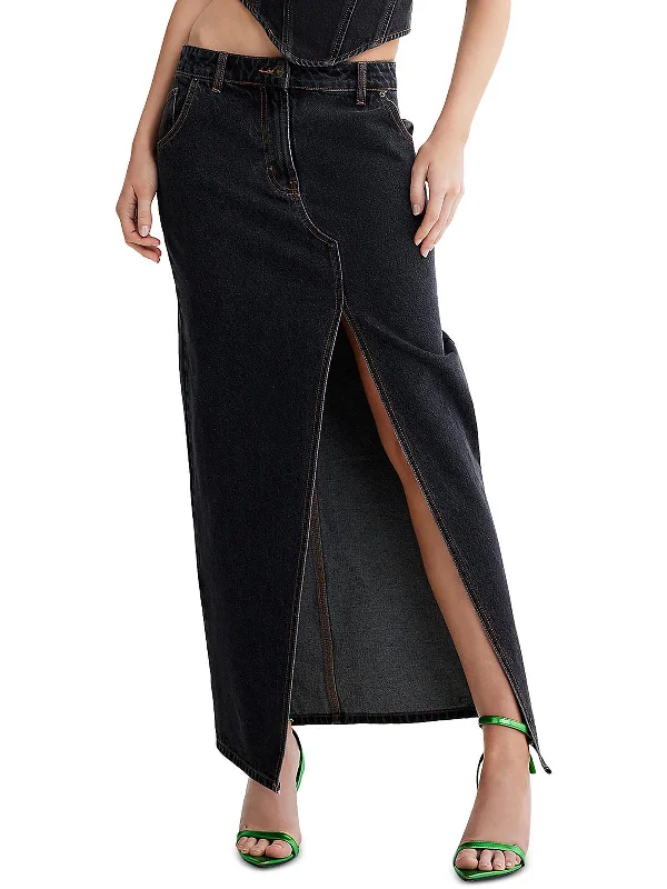 Trend Setting Threads Womens Split Midi Denim Skirt