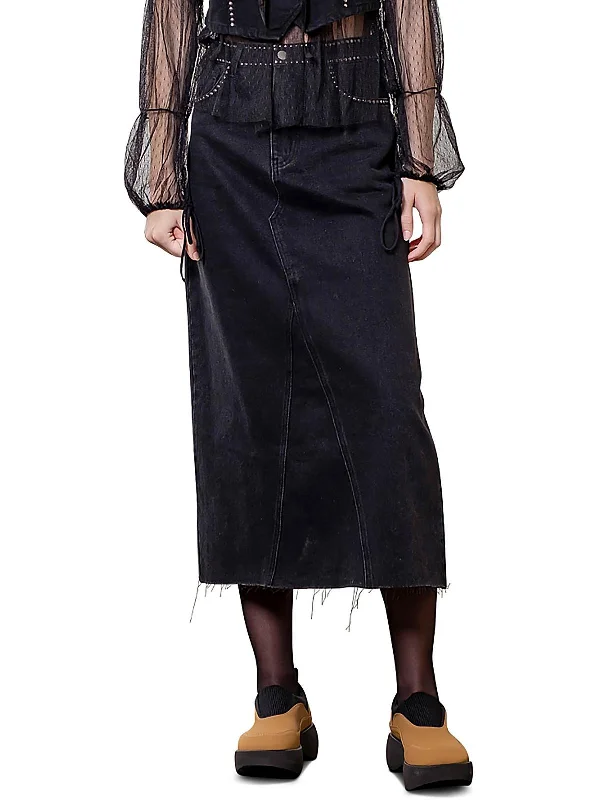 Style Versatile Women's Collection Womens Studded Denim Midi Skirt