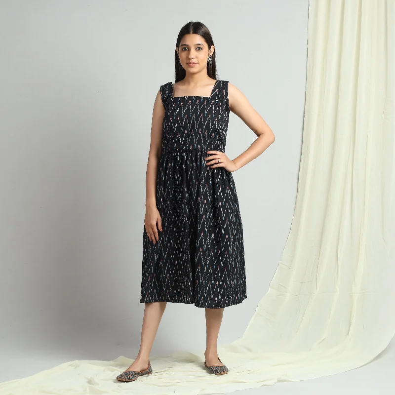 Discover Promotions Black - Pochampally Ikat Weave Cotton Dress