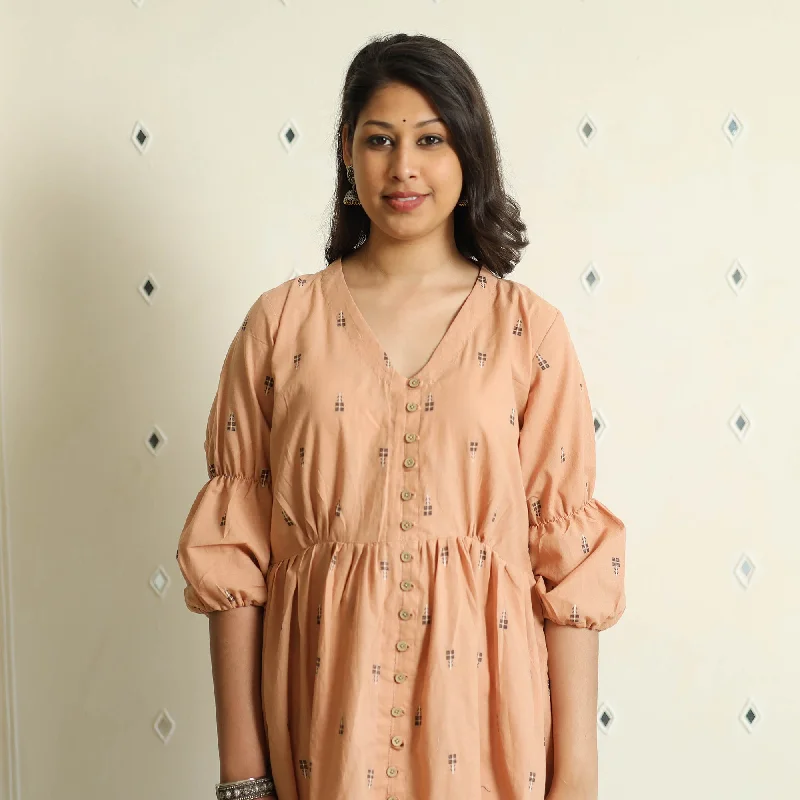 Top Deals Beige - Jacquard Cotton Flared Gher Dress