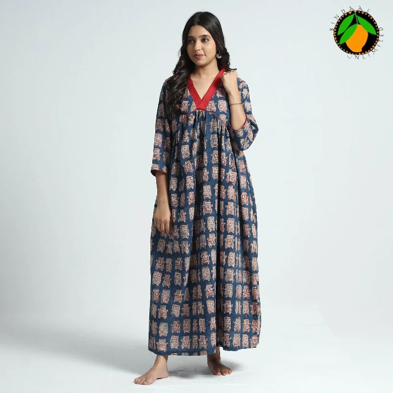 Daily Deals Blue - Bindaas Art Block Printed Cotton Dress