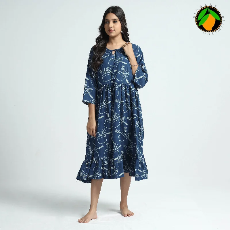 Summer Deals Blue - Bindaas Art Block Printed Cotton Dress