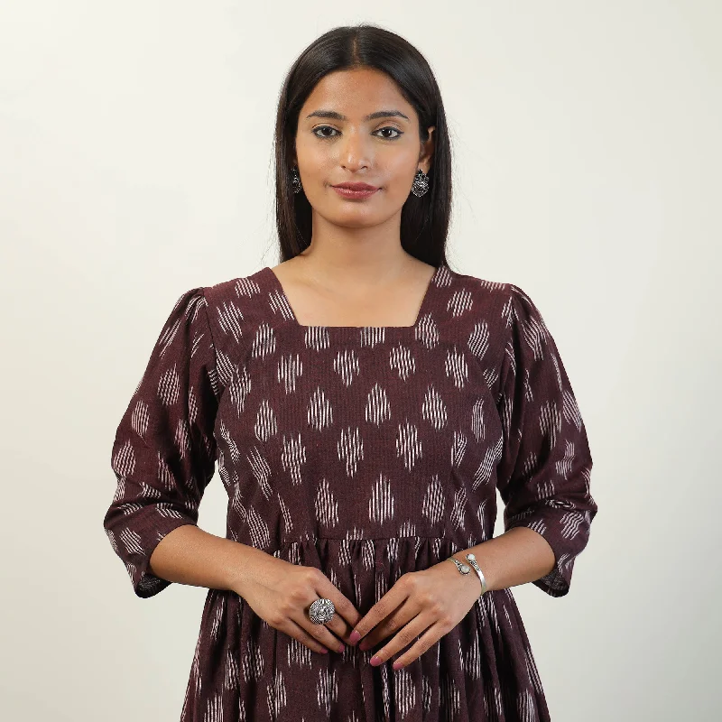 Trending Items Maroon - Pochampally Ikat Weave Cotton Dress 07