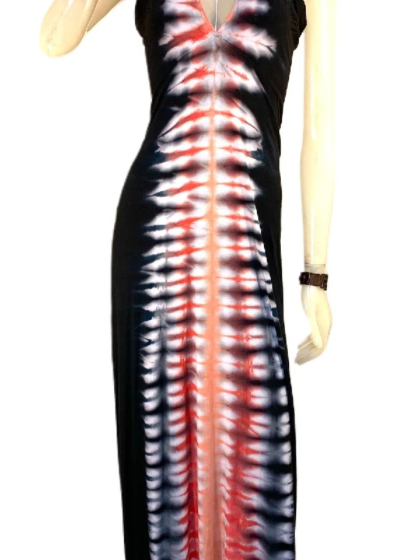 Limited Time Offer E-Motions Halter Maxi Dress Black Pink Tie Dye