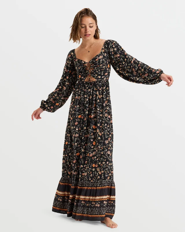 Limited Time Flash Sale Holidaze Tie Front Maxi Dress - Anthracite Kerala Border