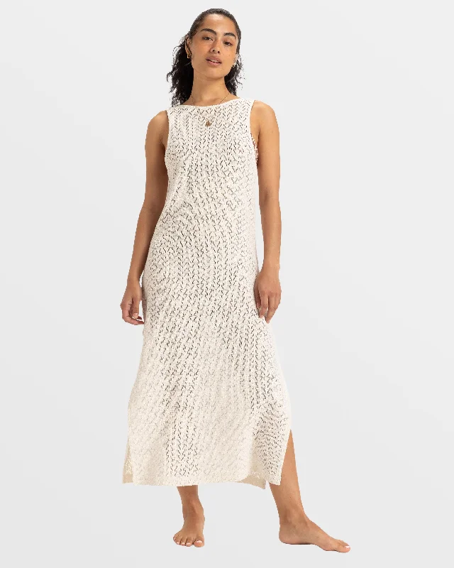 Best Deals Of The Season Playa Mood Crochet Long Dress - Egret