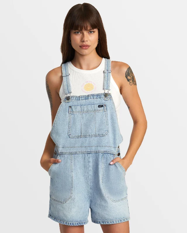 Massive Selection Sale Succession Short Denim Overalls - Bleached Indigo