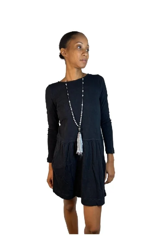 Chic Style TLA Petite Long Sleeve Drop Waist Dress 2 colors