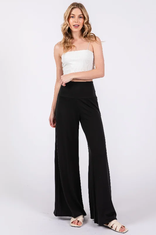 Spring Wardrobe Black French Terry Wide Leg Lounge Pants