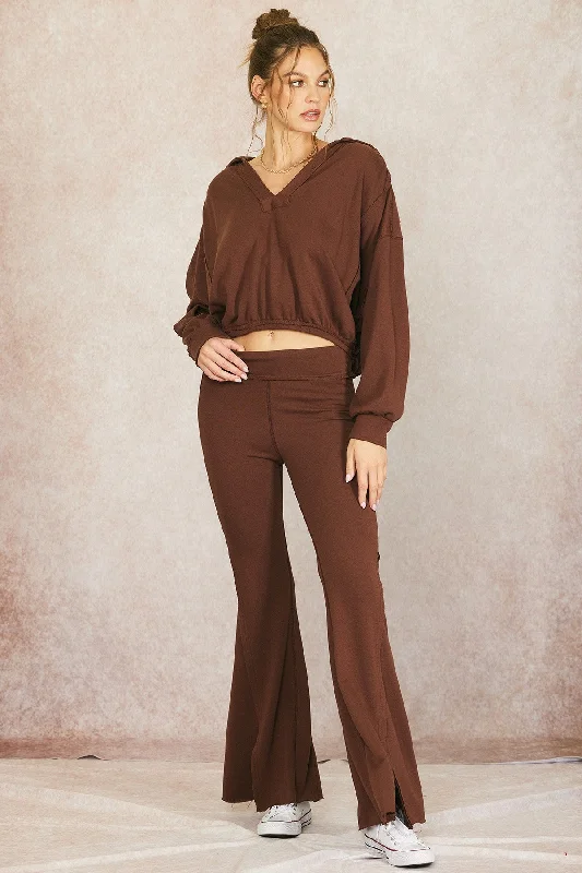 Exclusive Sale Brown Terry Flare Lounge Pants