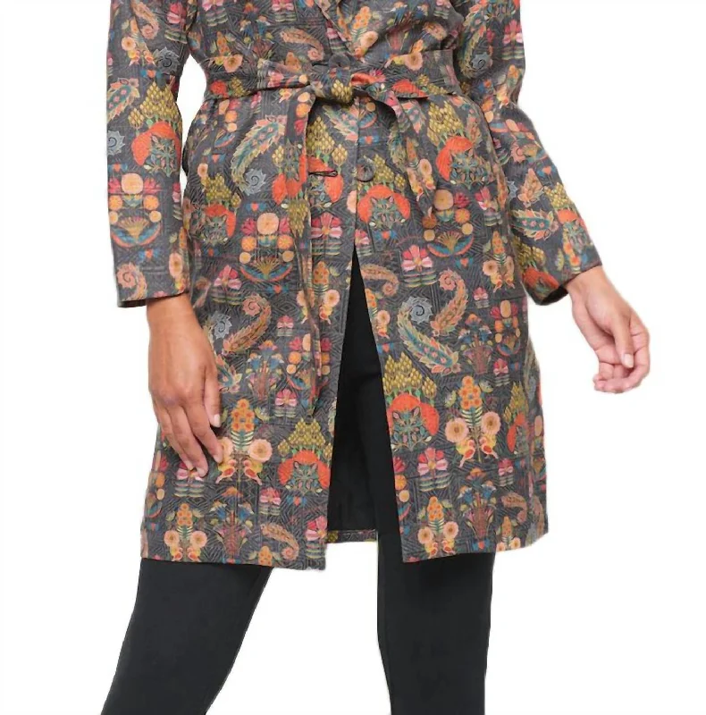 Exclusive Sale Deborah Vintage Print Brocade Coat In Multi