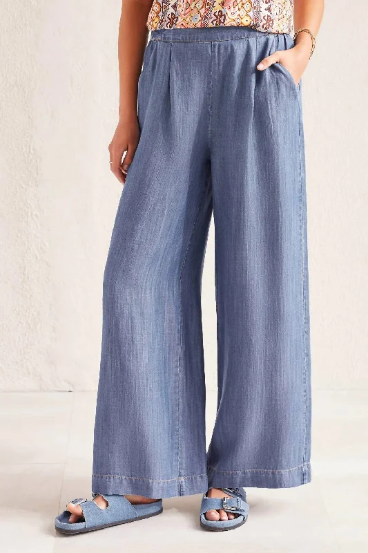 Catch Every Fashion Trend Flowy Pull On Wide Leg Pant In Blue