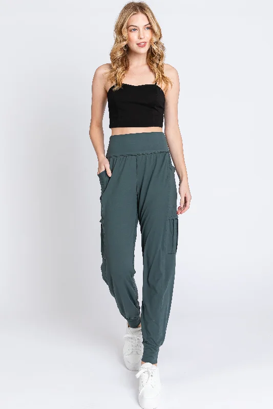 Latest Fashion Forest Green Cargo Pocket Jogger Pants