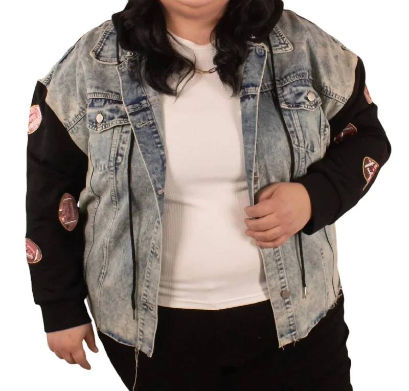 Trending Items Friday Night Lights Denim Jacket In Light Wash/black