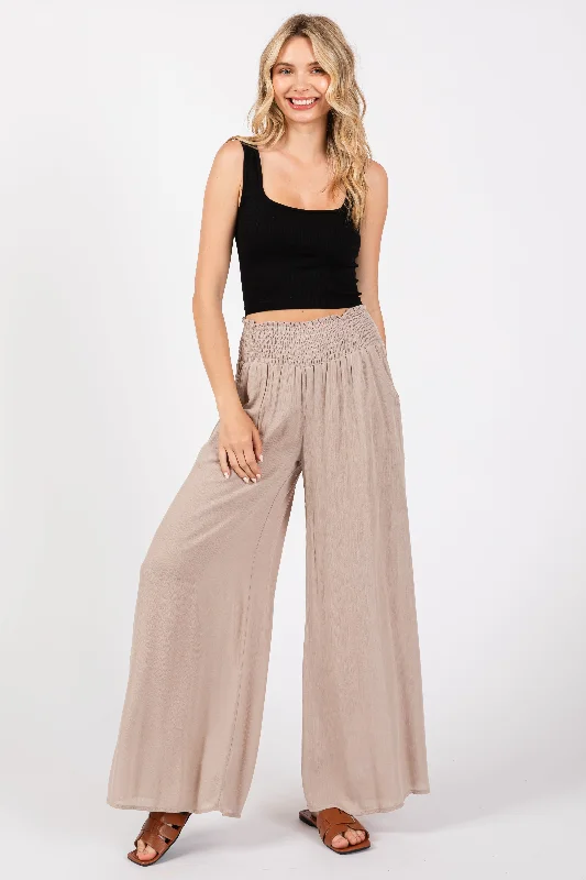 Elevated Style Grey Wide Smock Waist Pants