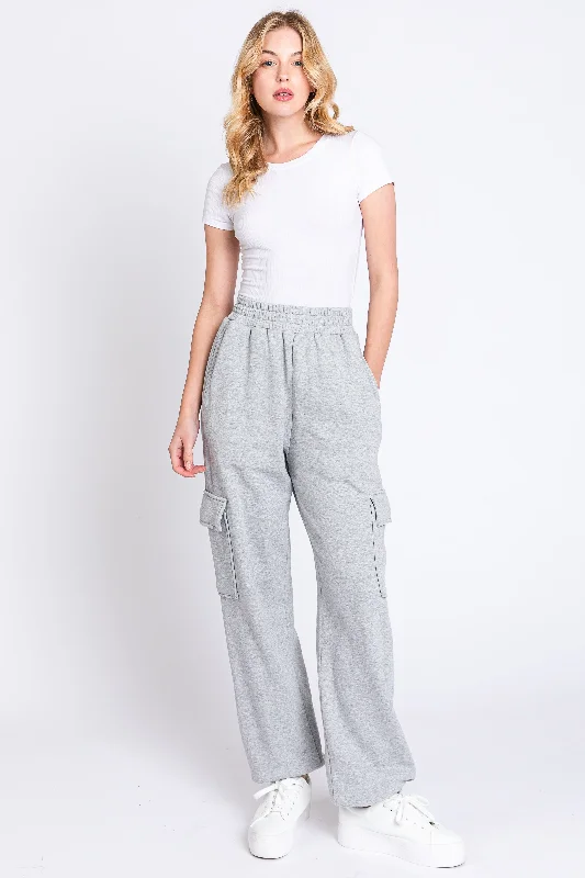 Hurry Before It's Gone Heather Grey Fleece Cargo Sweatpants