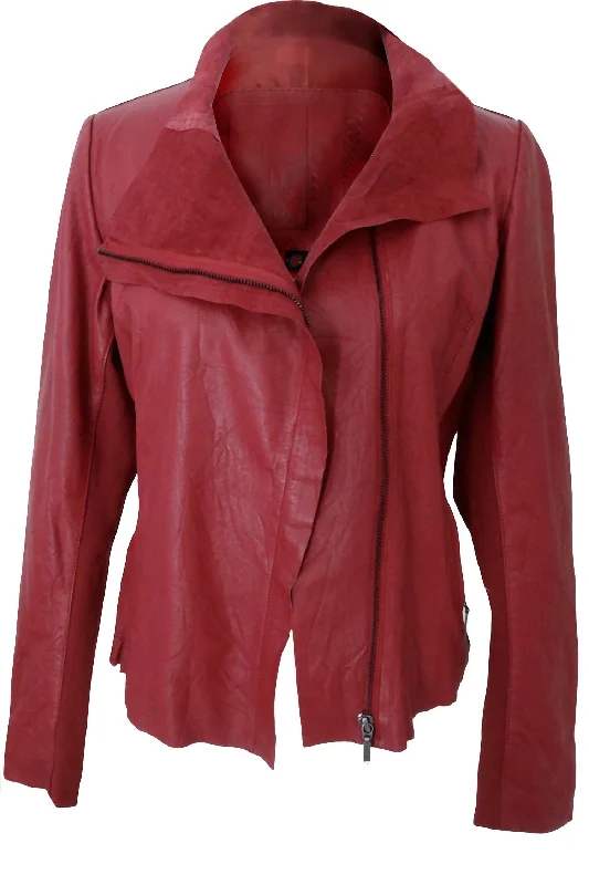 Seasonal Trends Lene Leather Jacket In Cranberry