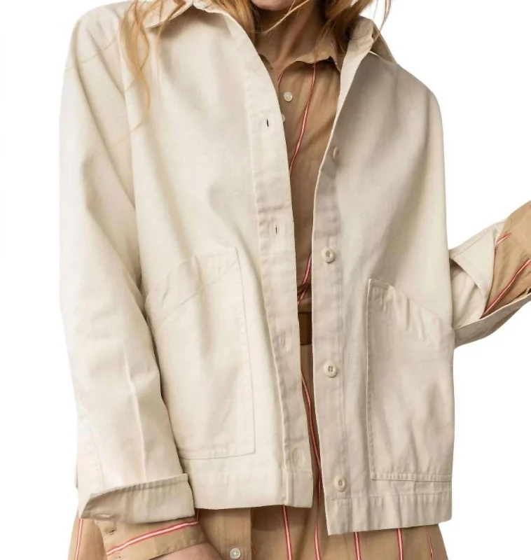 Fashion Sale Long Sleeve Shacket In Natural