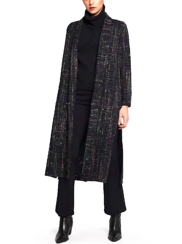 Fashion Forward Outfits Luna Sequin Embellished Coat In Black