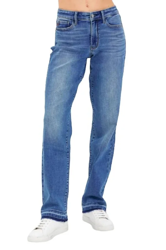 Tropical Island - Inspired Attire Midrise Straight Leg Denim In Blue