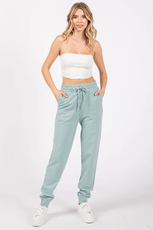 Wardrobe Essentials Mint Green Basic Drawstring Sweatpants