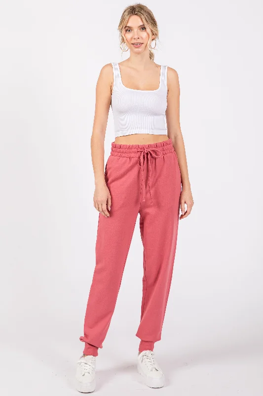 Summer Splash Sale Pink Basic Drawstring Sweatpants